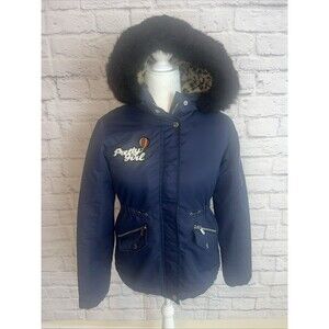 Rokka & Rolla Girls Winter School Faux Fur Hooded Gorpcore Coat Size XL 14/16